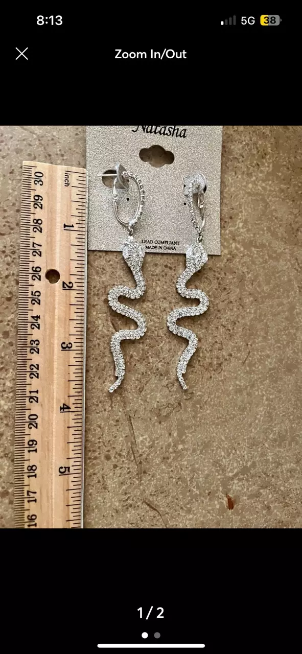 plant/Rhinestones snake earrimgs from Nordstrom NWT-1