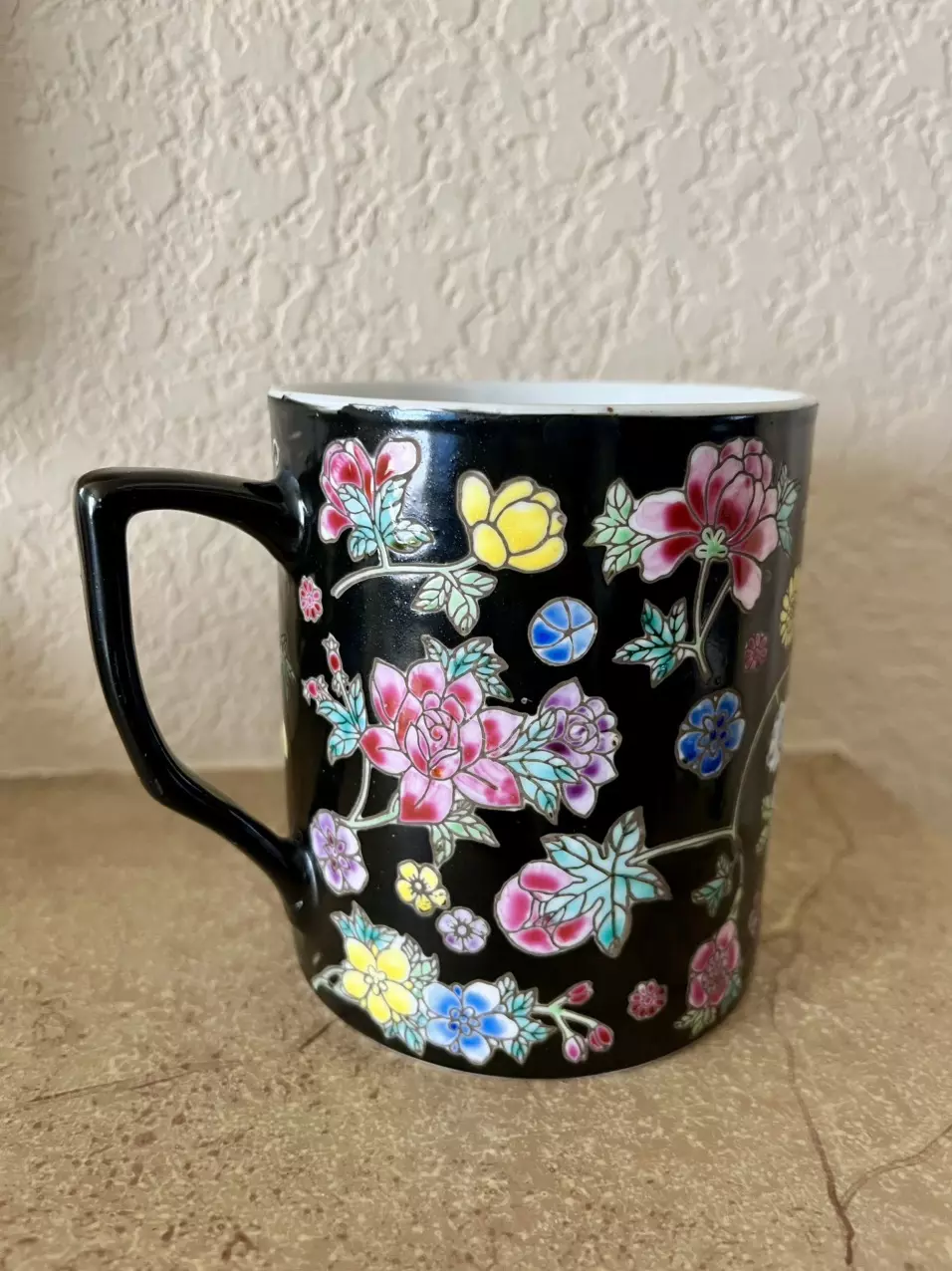 plant/Vintage ornate hand painted chinese mug-0