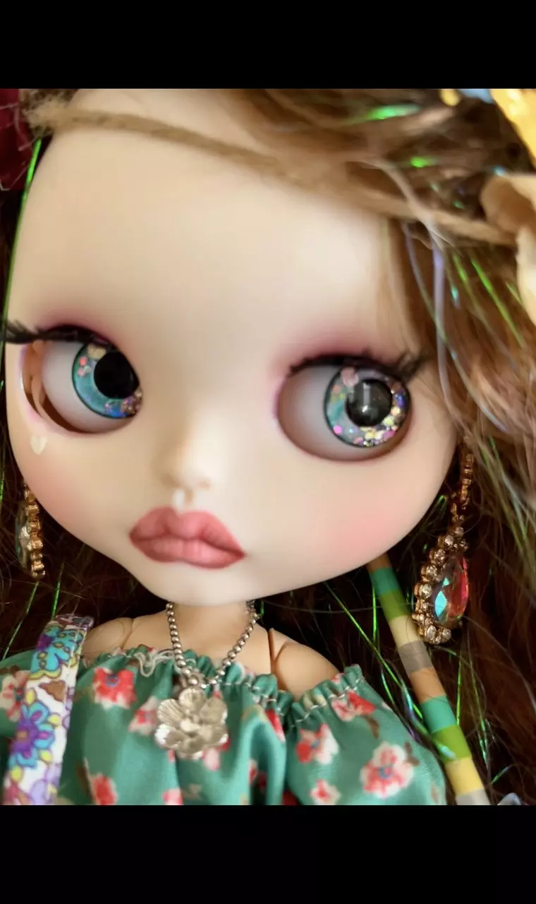 plant/Labubu garden fairy custom blythe doll w sparkling hair & eyes-7