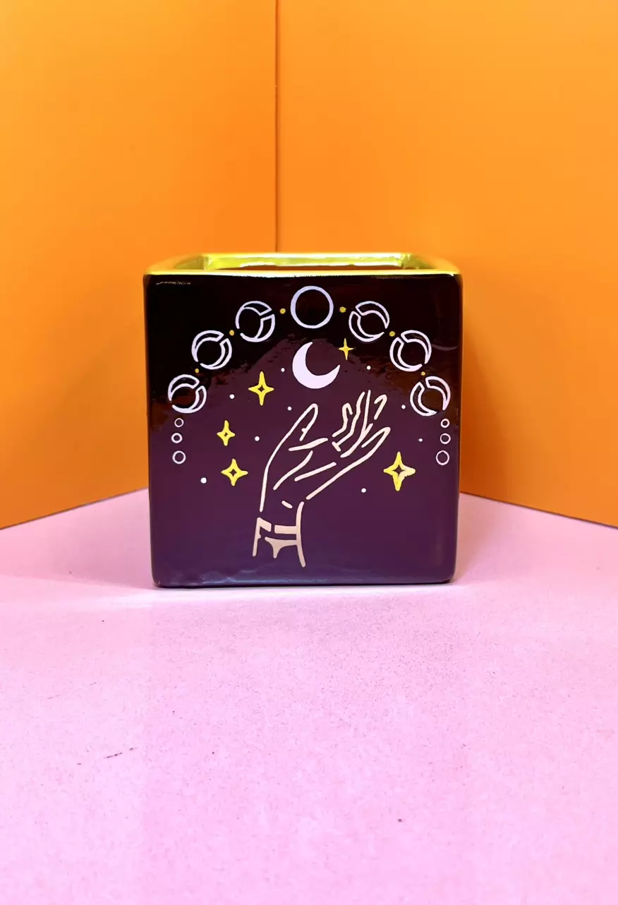 plant/Hand Painted 4 in. Square Pot | Black #STAR38-0