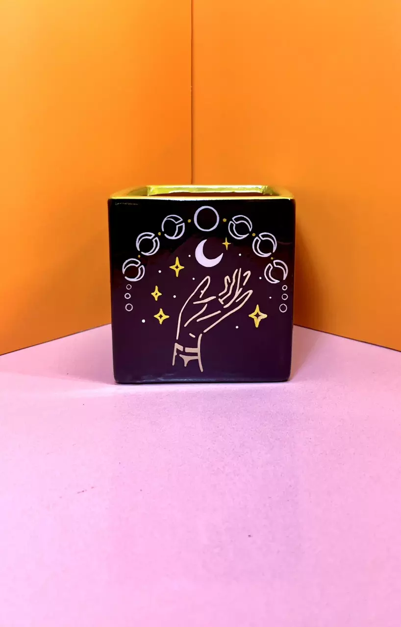 plant/Hand Painted 4 in. Square Pot | Black #STAR38-1