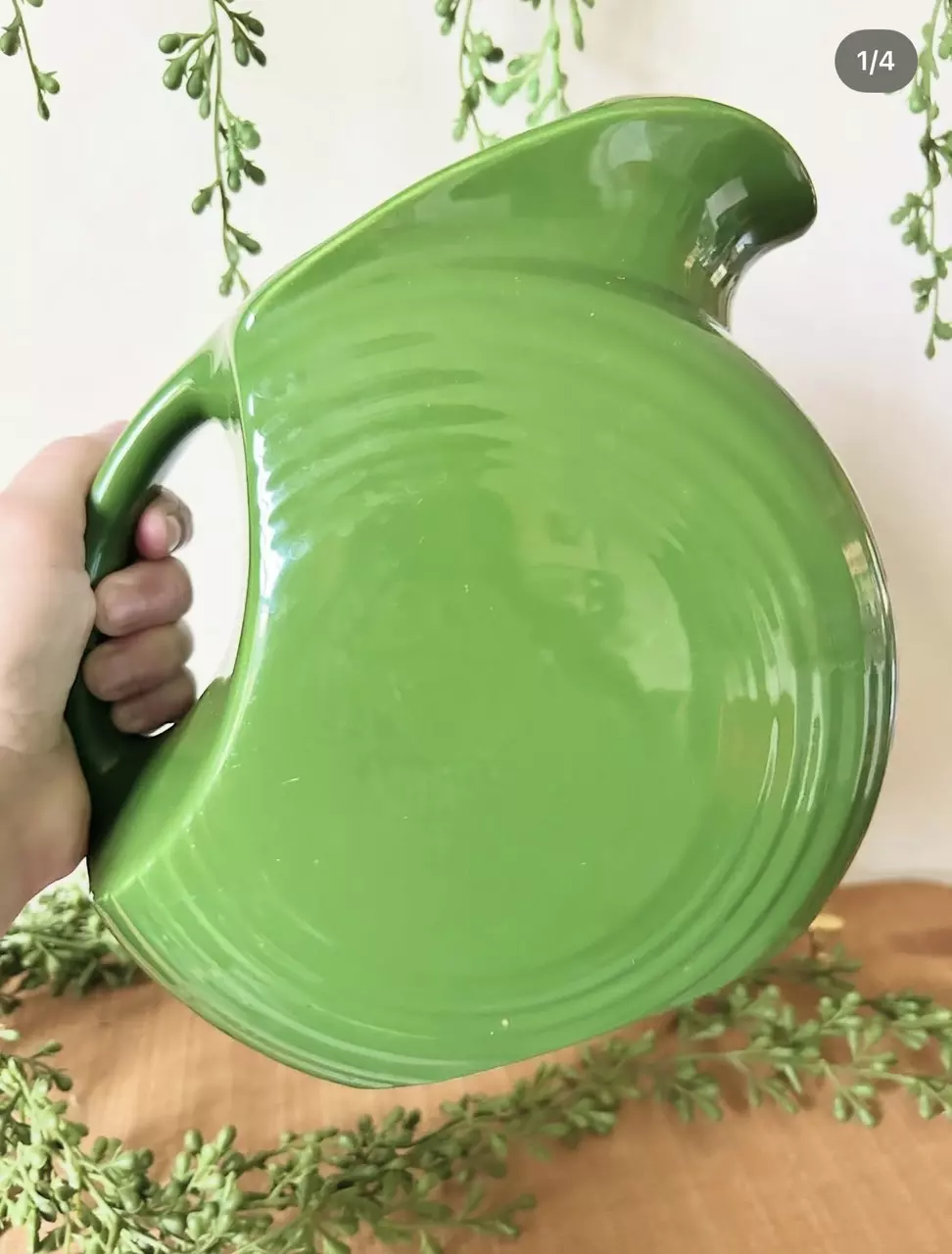 plant/Vintage Fiesta Forest Green Large Disk Pitcher. In great condition-0