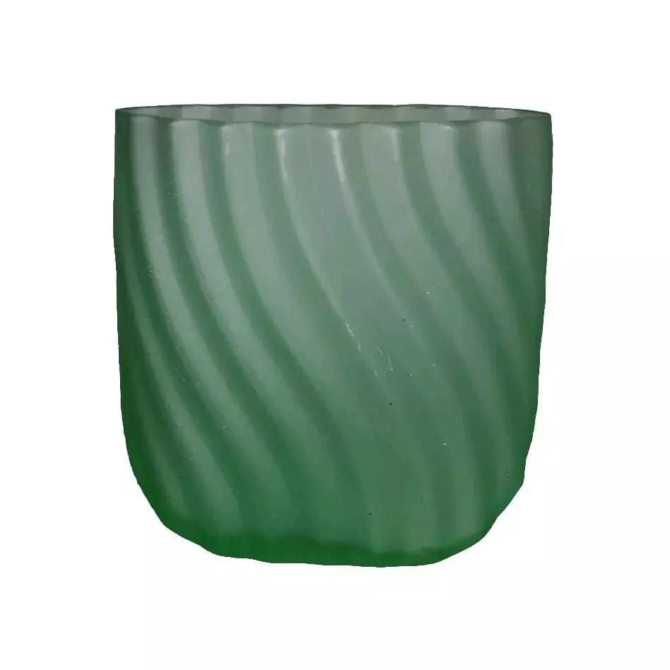 plant/Andre Richard 1984 Green Satin Glass Vase 4"×4"-0