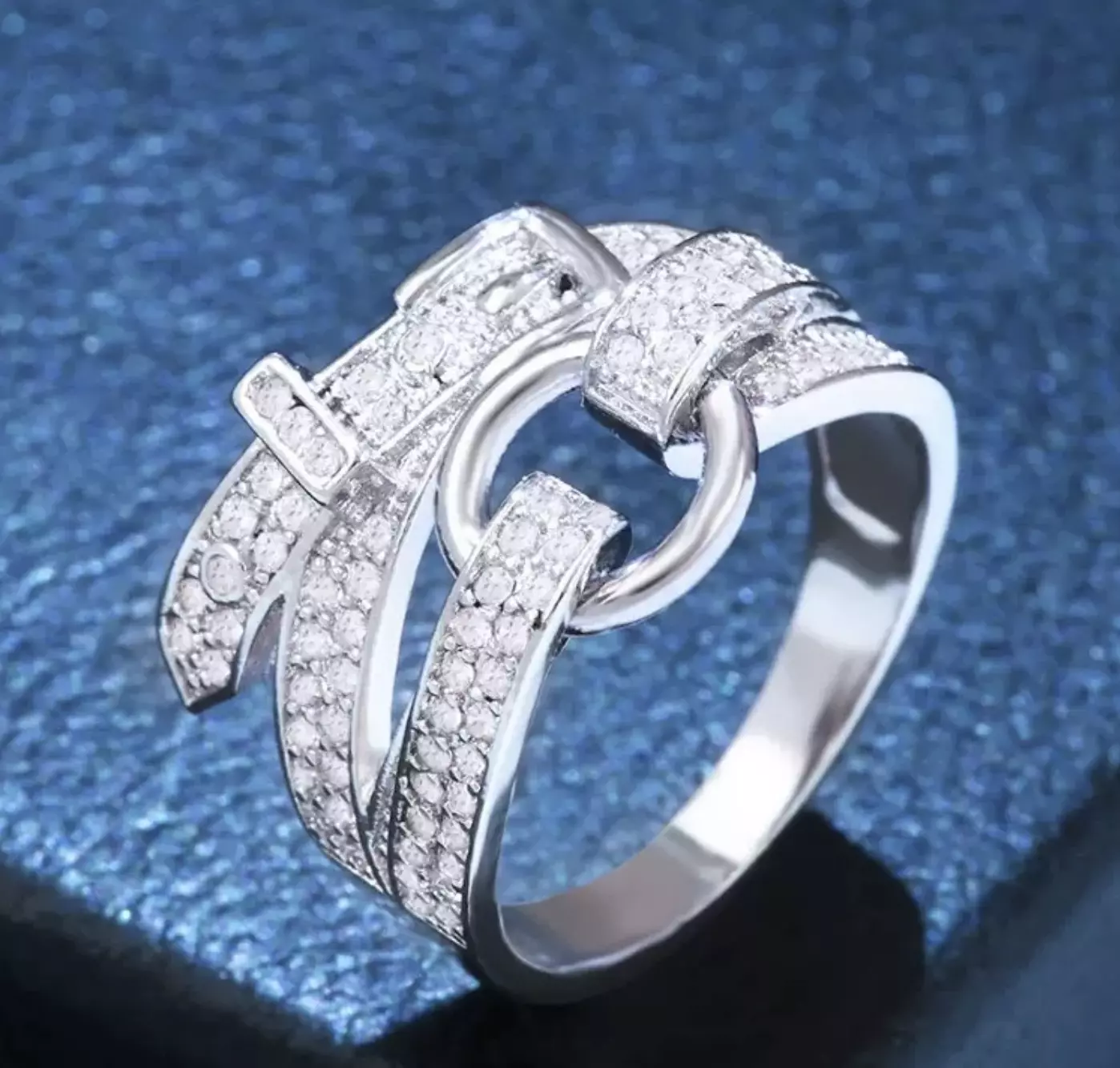 plant/Fashion Belt Buckle Zircon Ring -MS2510A18W-0