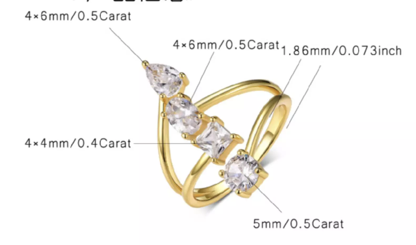 plant/S925 Sterling Silver Multi-Shape Moissanite Ring -MS2510A03W-0