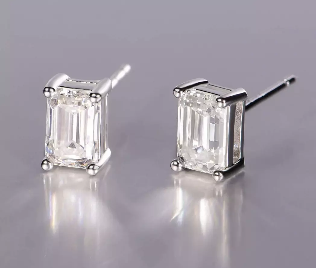 plant/S925 Sterling Silver 1CT Princess-Cut Moissanite Stud Earrings -MS2510A06-0