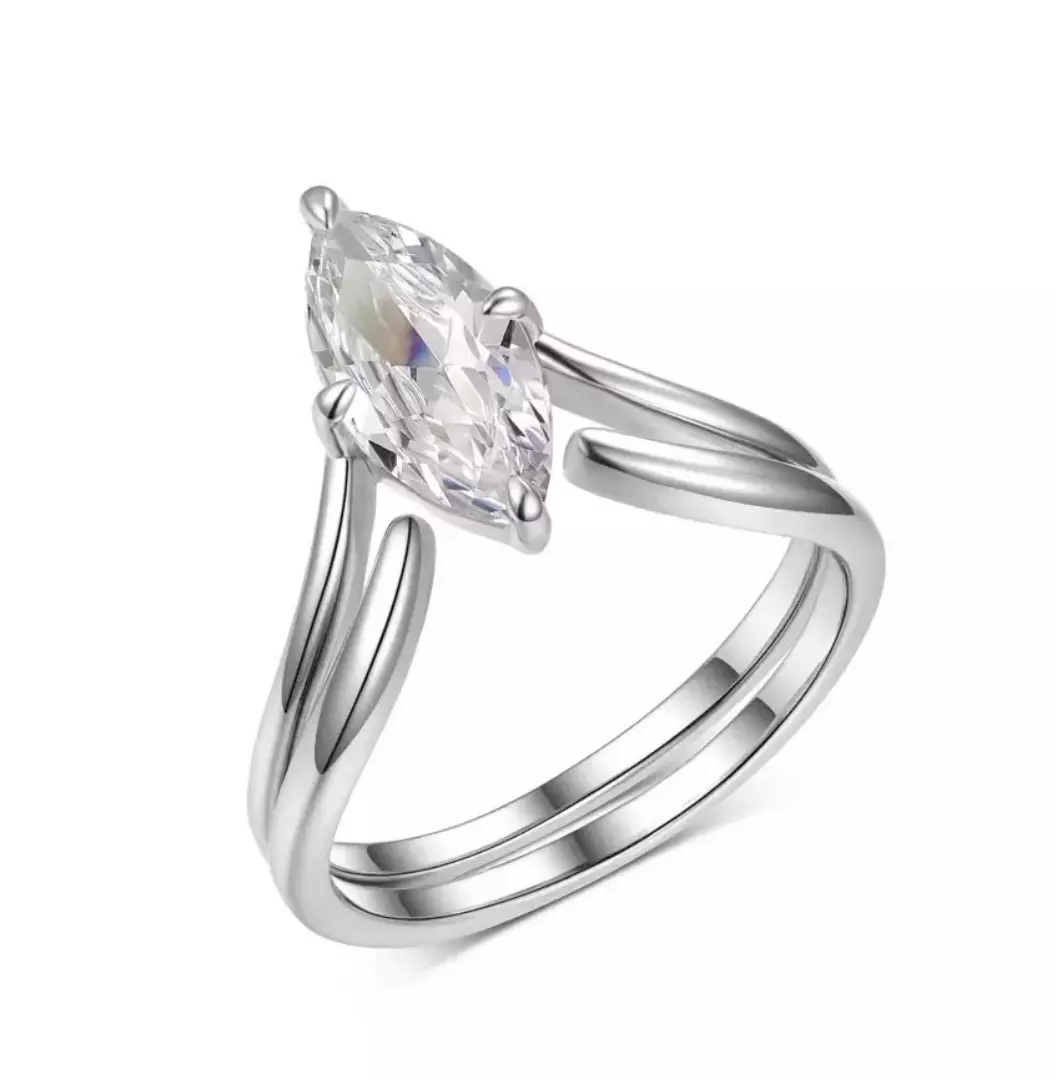 plant/S925 Sterling Silver Marquise-Cut 2CT Moissanite Ring Set -MS2510A10-0
