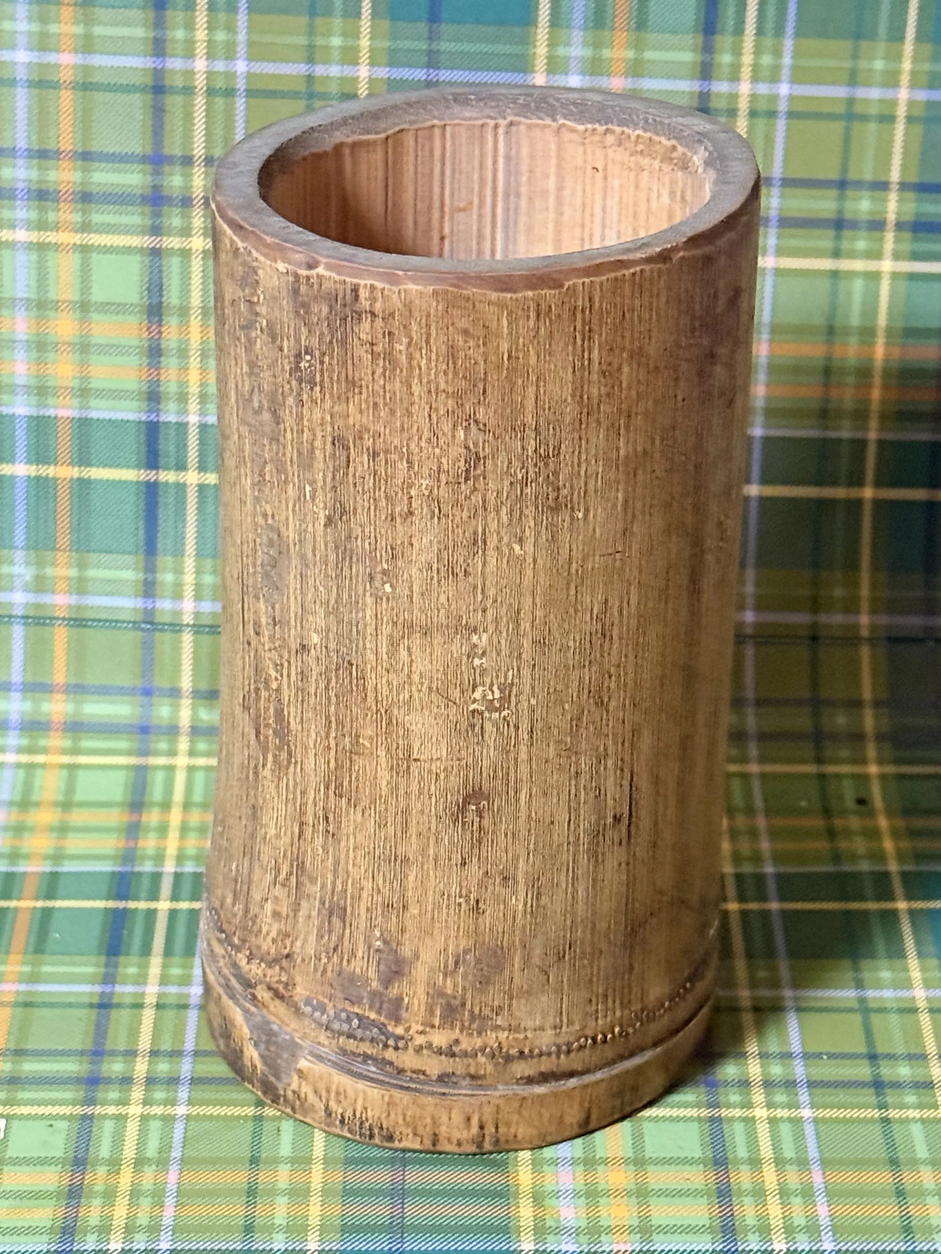 plant/Vintage Bamboo Carved Vase -0