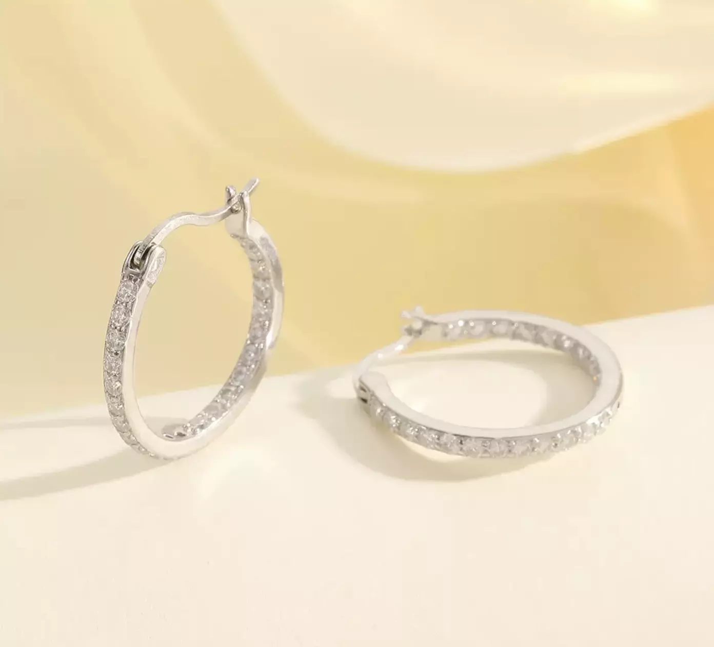 plant/S925 Sterling Silver Moissanite Hoop Earrings -MS2510A09-0