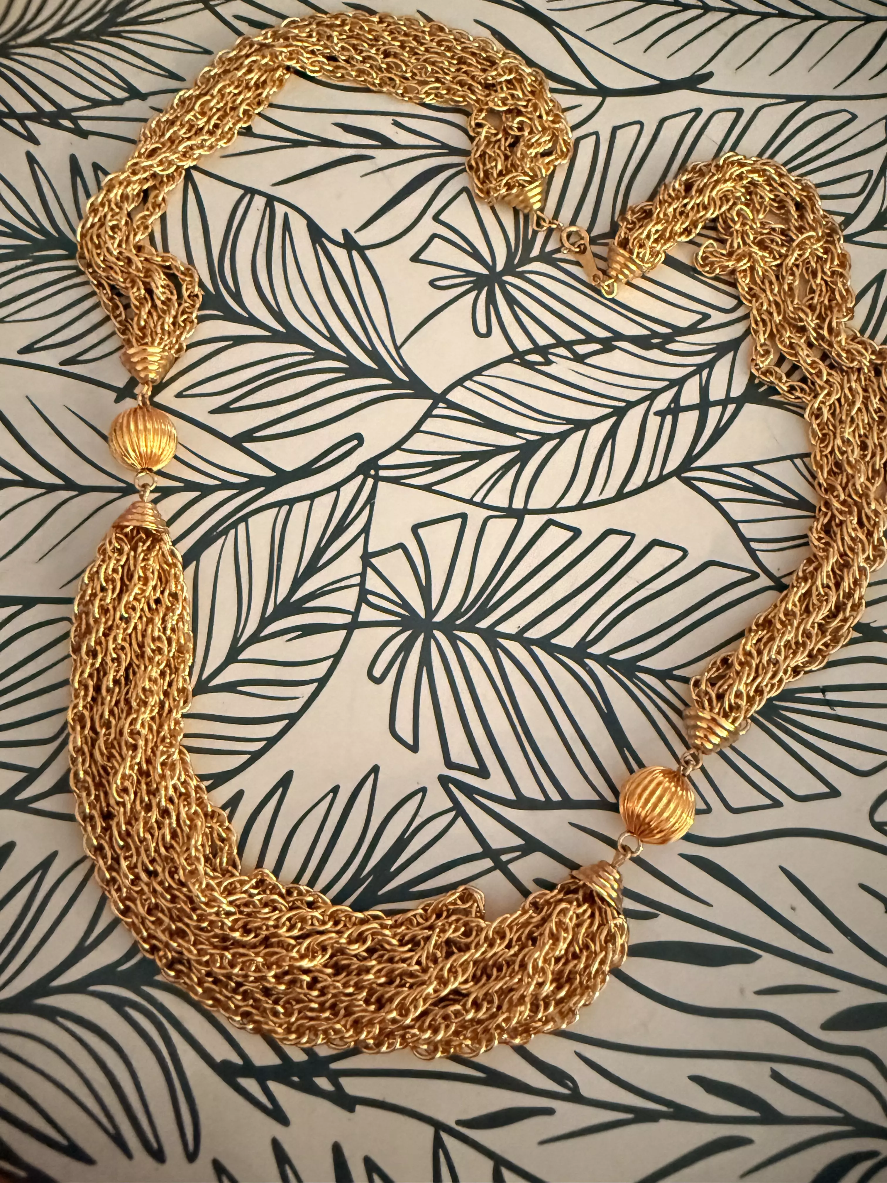 plant/14. Multi Chain Gold Tone Filigree Necklace -0