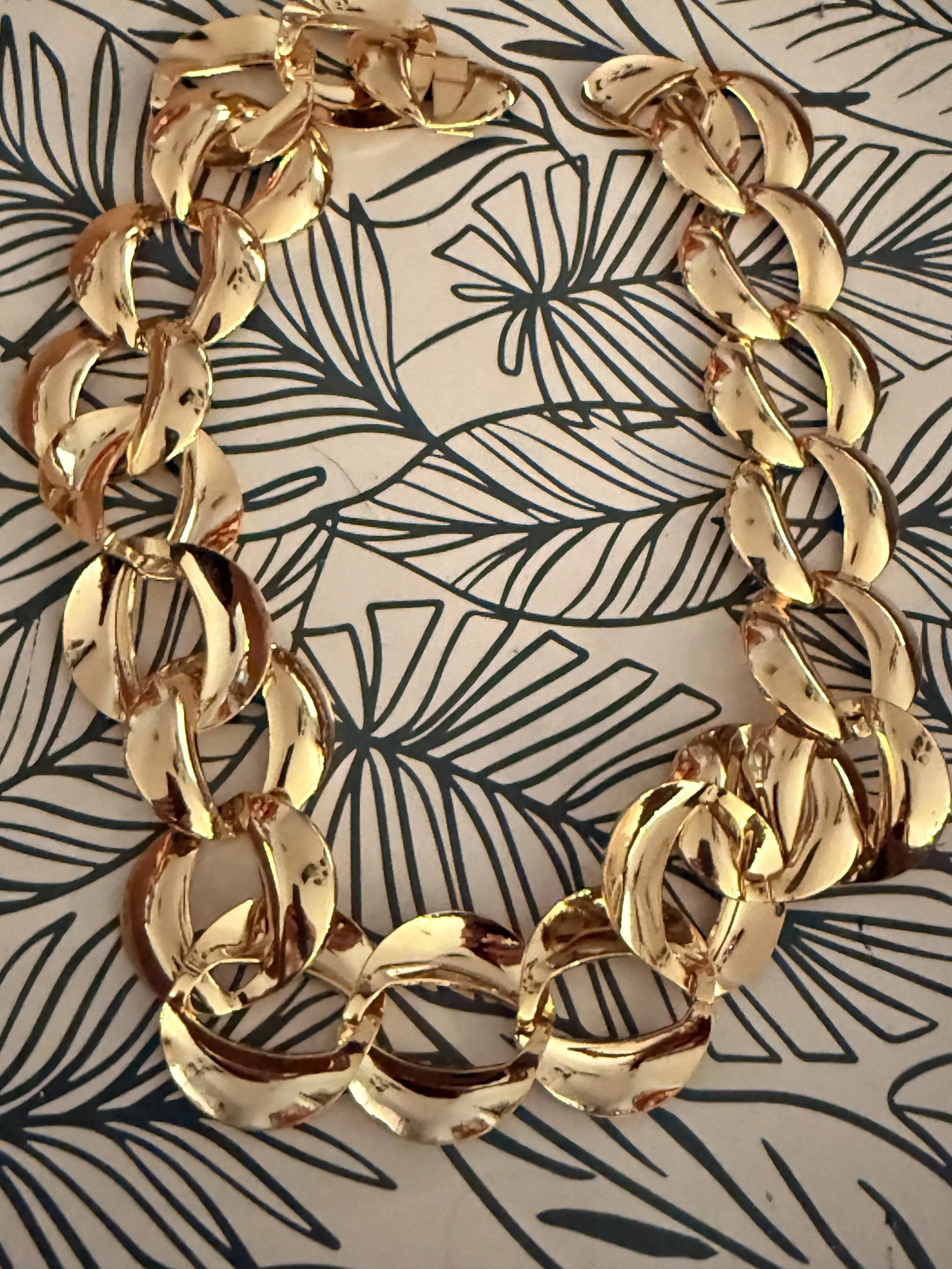 plant/9.Large Link Gold Tone Chain Necklace-0