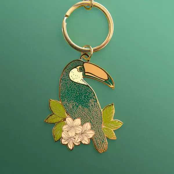 plant/Toucan Enamel Keychain-0