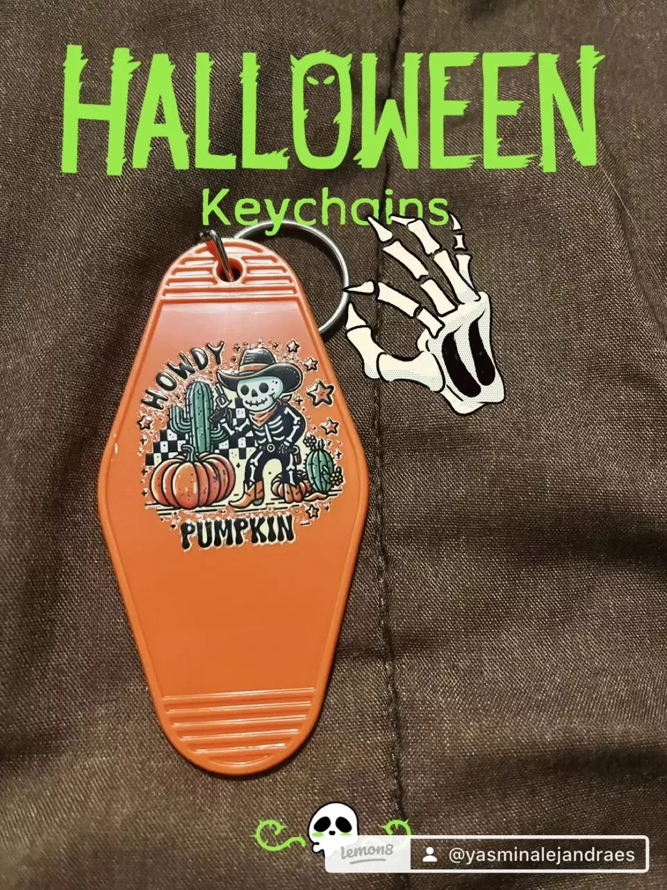 plant/“Howdy, Pumpkin” orange Motel Keychain 👻🎃-0