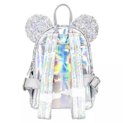heat_pack/Loungefly Disney Minnie Mouse Silver Holographic Sequin Mini Backpack-1-thumbnail