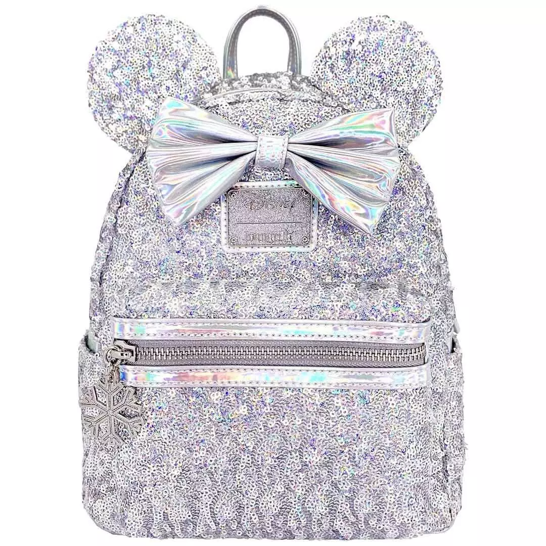 heat_pack/Loungefly Disney Minnie Mouse Silver Holographic Sequin Mini Backpack-0