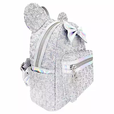 heat_pack/Loungefly Disney Minnie Mouse Silver Holographic Sequin Mini Backpack-2-thumbnail