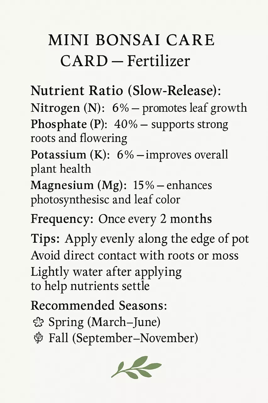 plant/Slow-Release Fertilizer 4.5g
Formula: N-P-K-Mg = 6-40-6-15-1