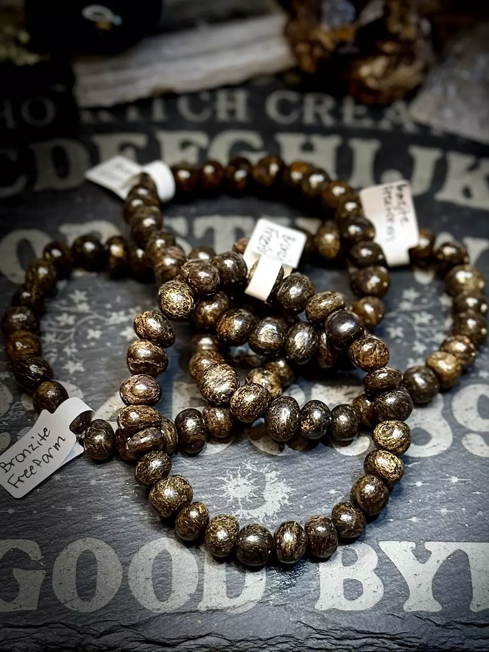 plant/Bronzite free form nugget bracelet-0