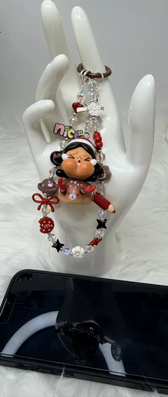 plant/Handmade Custom Pop Mart Crybaby Christmas Phone Charm/Bag Charm-0