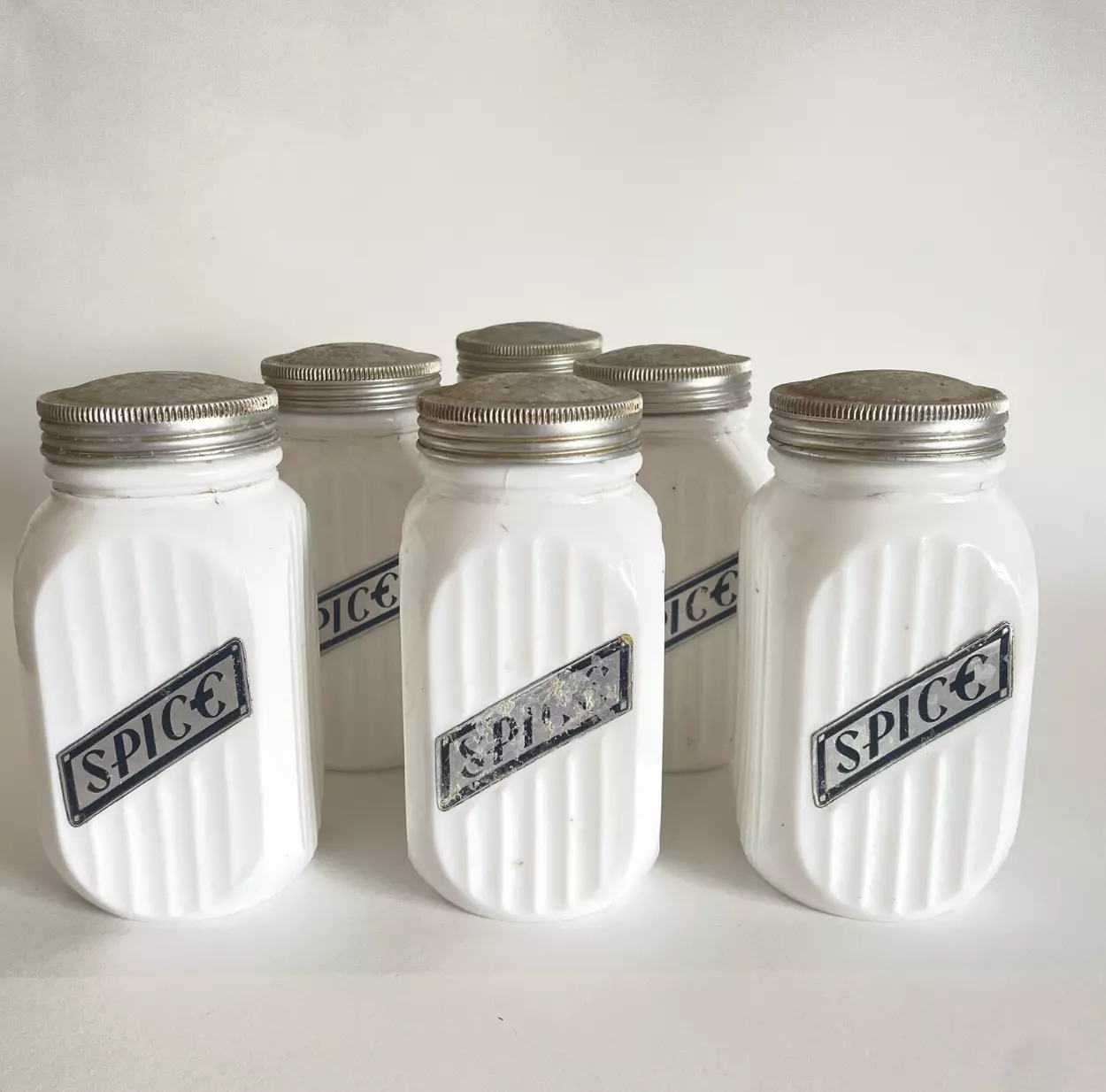 plant/Milk Glass Spice Jars-0