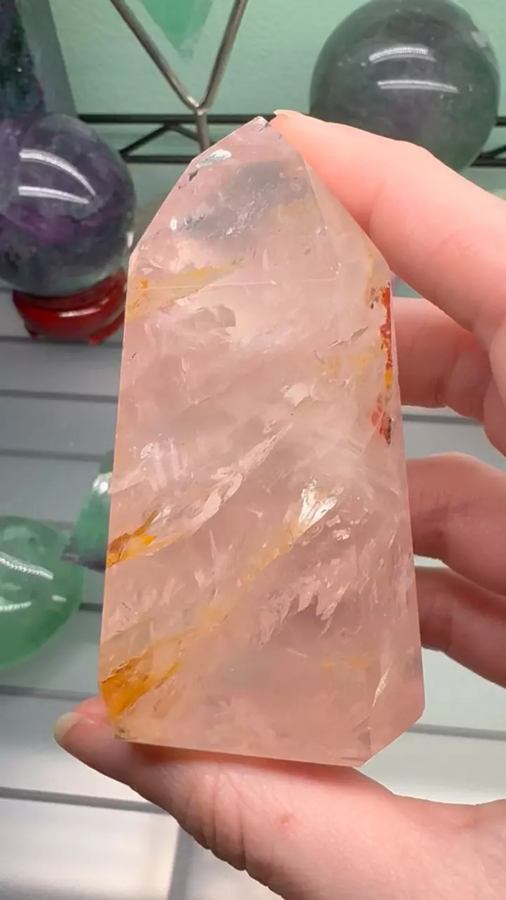 plant/Brazilian rose quartz with golden healer-0