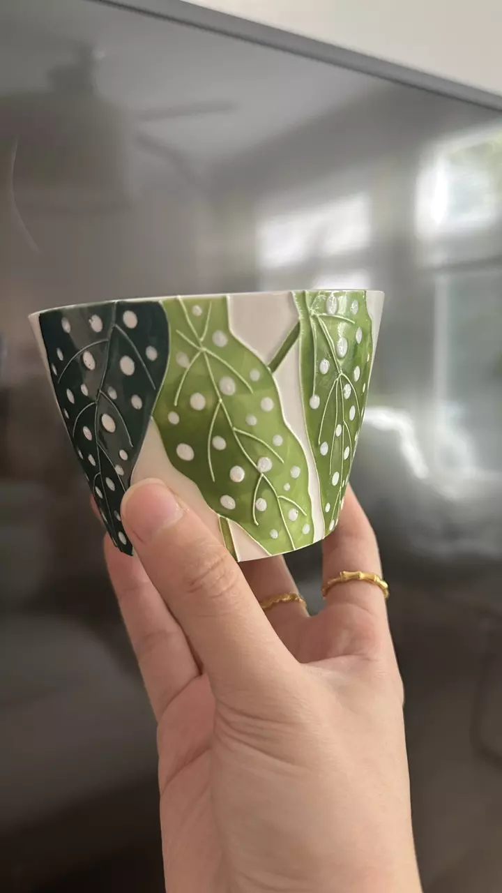 plant/Hand Painted Cup - Begonia Maculata-0