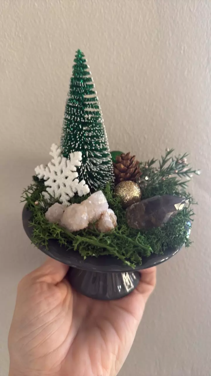 plant/Christmas cake stand - green themed-1