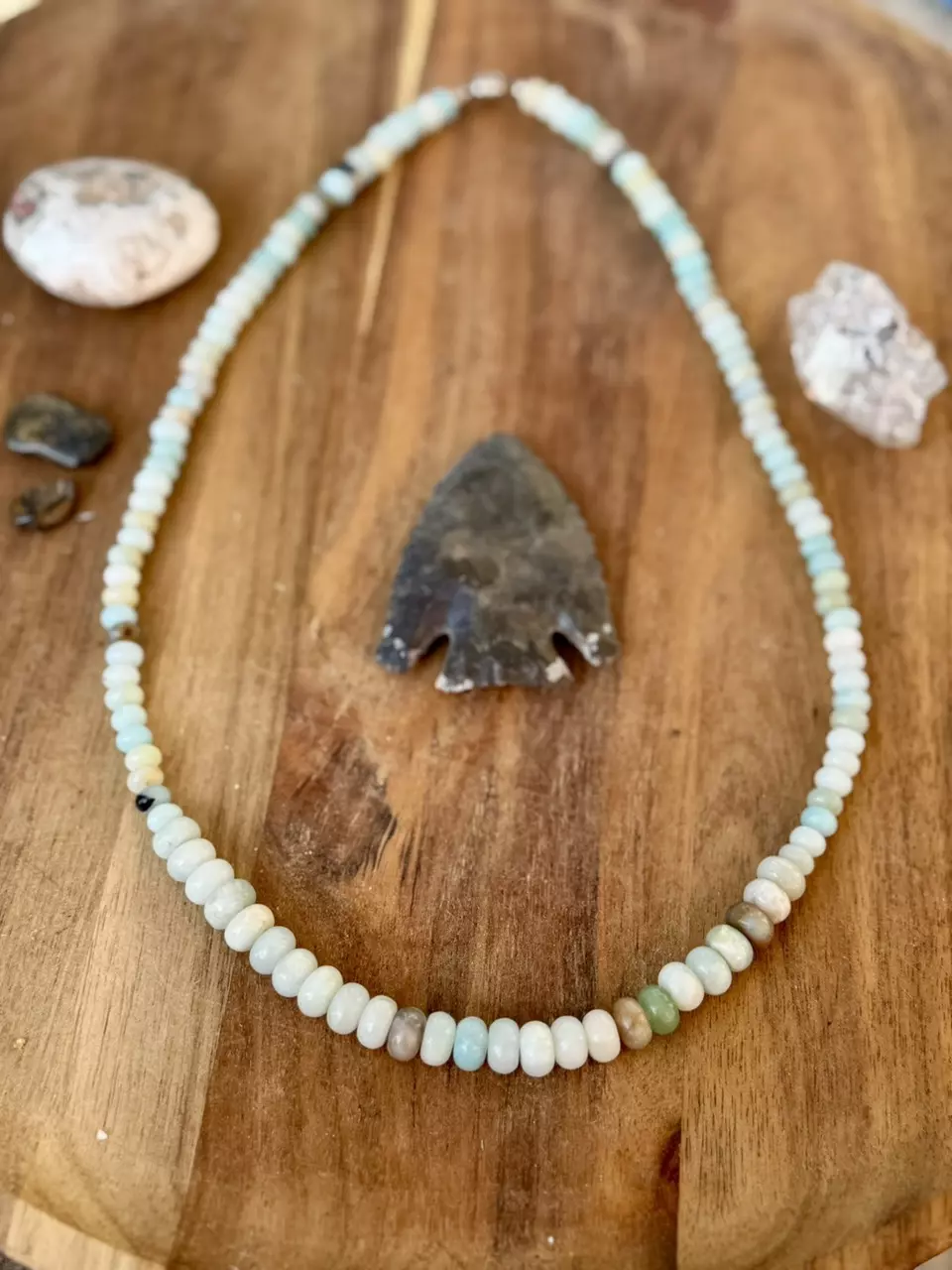 plant/amazonite necklace graduated rondelle 21”-0