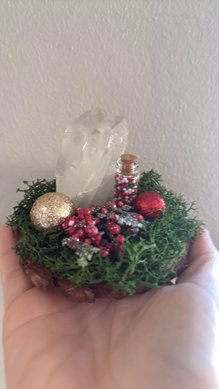 plant/Large Quartz Cluster Wooden Coaster-0