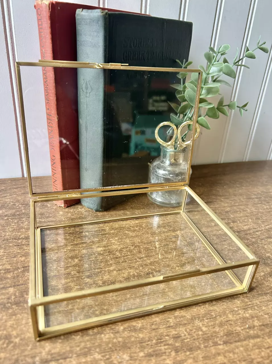 plant/Glass and brass box with sliding clasp-1