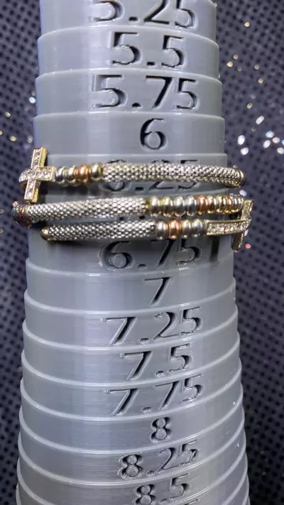 plant/VB 930 vintage try tone multi layer Side Cross Coil Bracelet-0-thumbnail