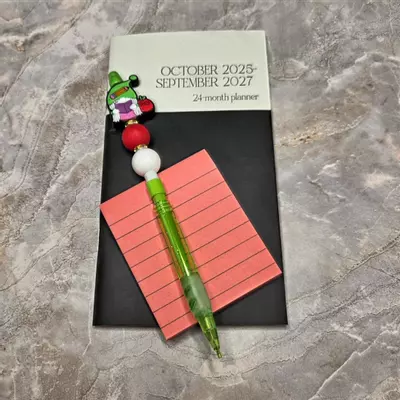 plant/Teacher Gnome Beaded Mechanical Pencil and Planner Set-1-thumbnail