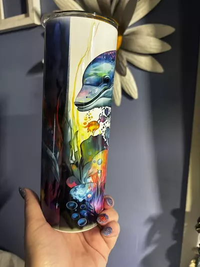 plant/Dolphin 20oz stainless steel double walled  sublimated tumbler.-5-thumbnail