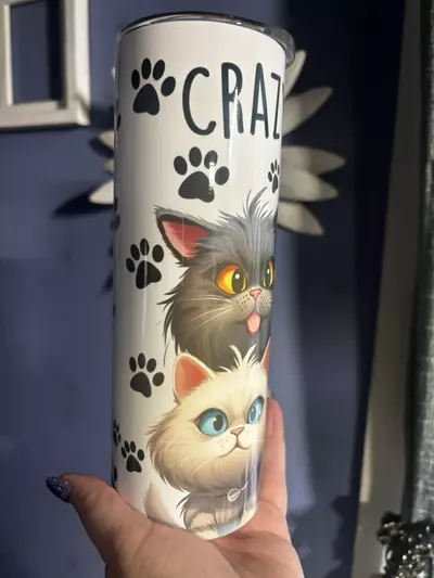 plant/Crazy cat lady 20oz stainless steel double walled  sublimated tumbler.-2-thumbnail