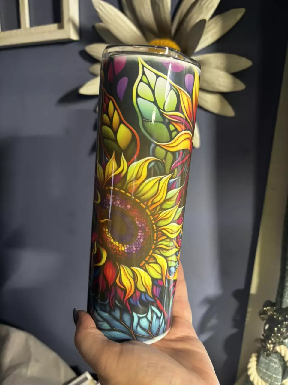 plant/Sunflower 20oz stainless steel double walled  sublimated tumbler.-4
