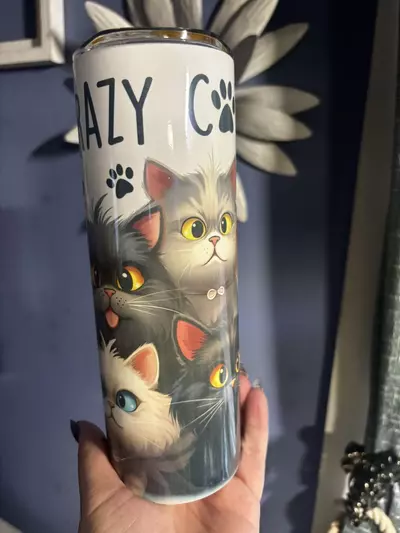 plant/Crazy cat lady 20oz stainless steel double walled  sublimated tumbler.-3-thumbnail