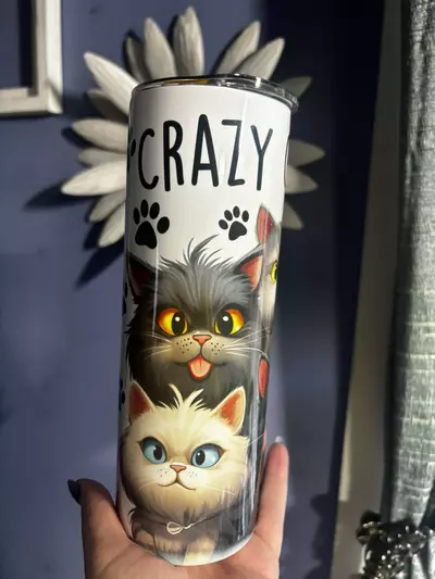 plant/Crazy cat lady 20oz stainless steel double walled  sublimated tumbler.-1-thumbnail
