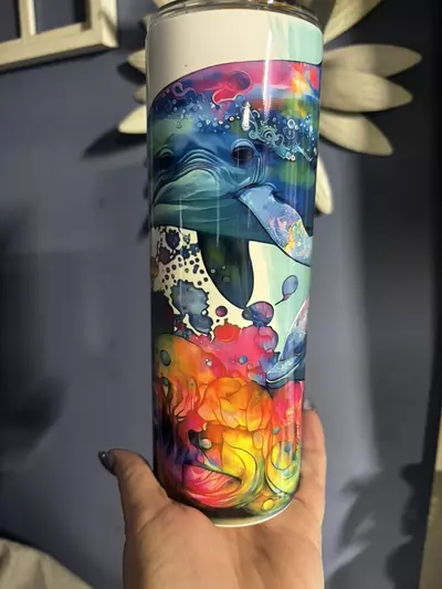 plant/Dolphin 20oz stainless steel double walled  sublimated tumbler.-1-thumbnail