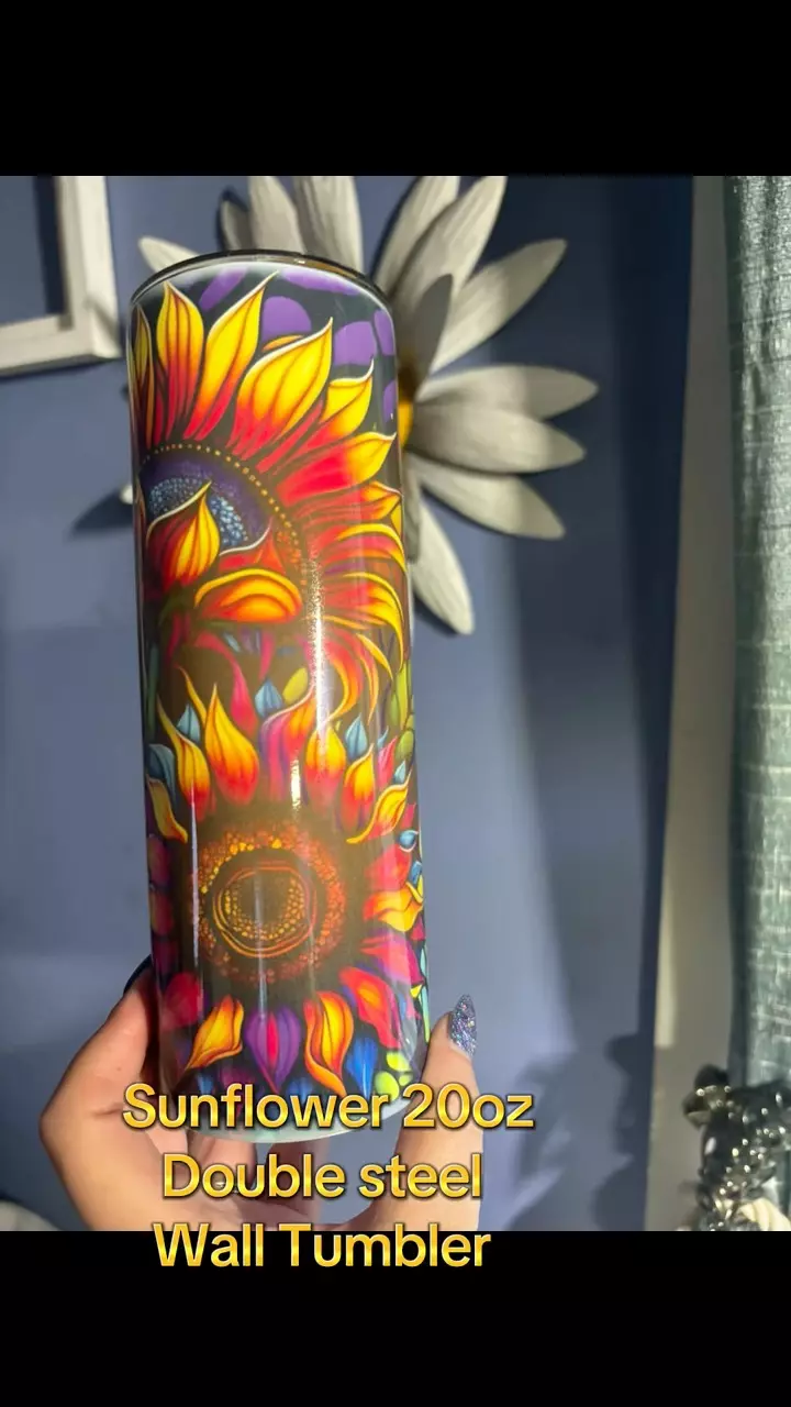 plant/Sunflower 20oz stainless steel double walled  sublimated tumbler.-0