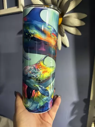 plant/Dolphin 20oz stainless steel double walled  sublimated tumbler.-2-thumbnail