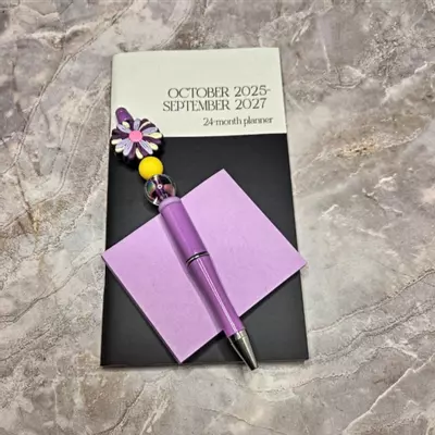 plant/Purple Flower Beaded Pen & Planner Set-1-thumbnail