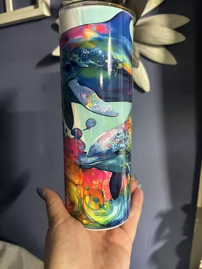 plant/Dolphin 20oz stainless steel double walled  sublimated tumbler.-4-thumbnail