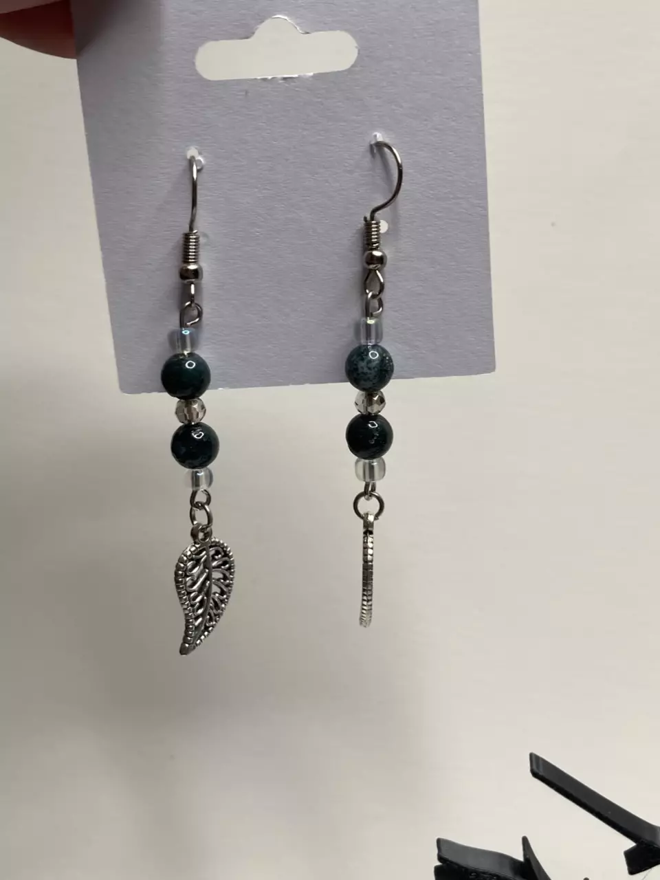 plant/Moss Agate Beaded Earrings Plant lover gift-1