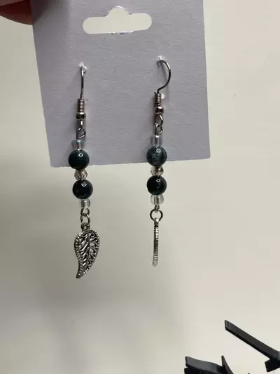 plant/Moss Agate Beaded Earrings Plant lover gift-1-thumbnail