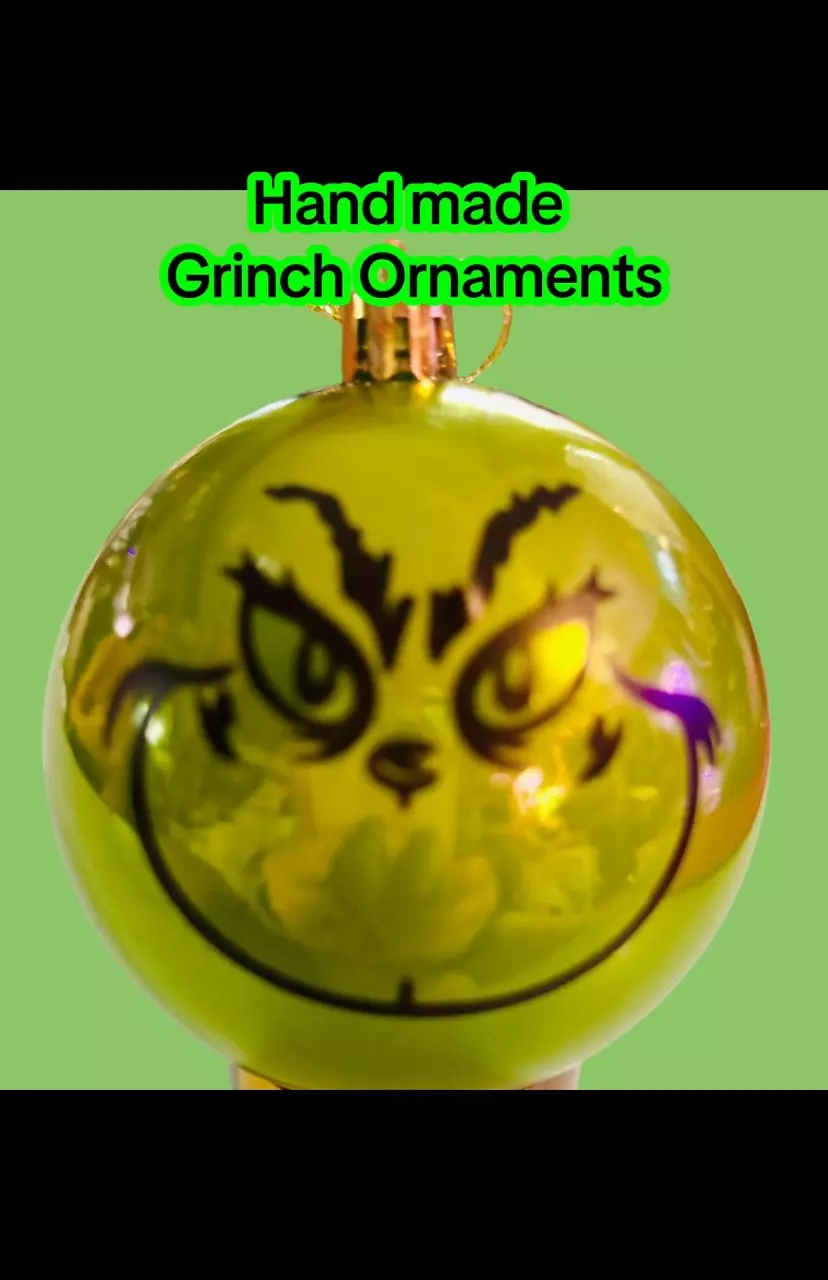 plant/New handmade Grinch shatterproof 3“ ornament-0