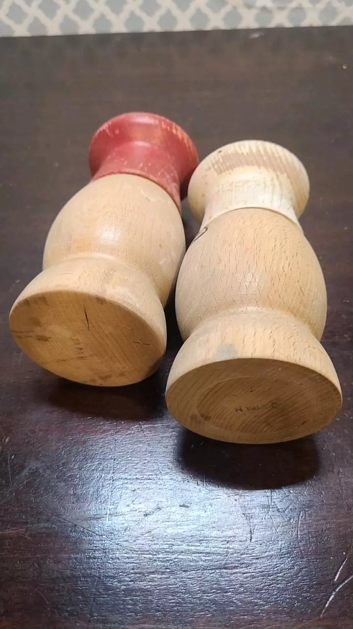 plant/Vintage Wooden 5" Man And Woman Chef Hand Painted Salt & Pepper Shakers Japan-3