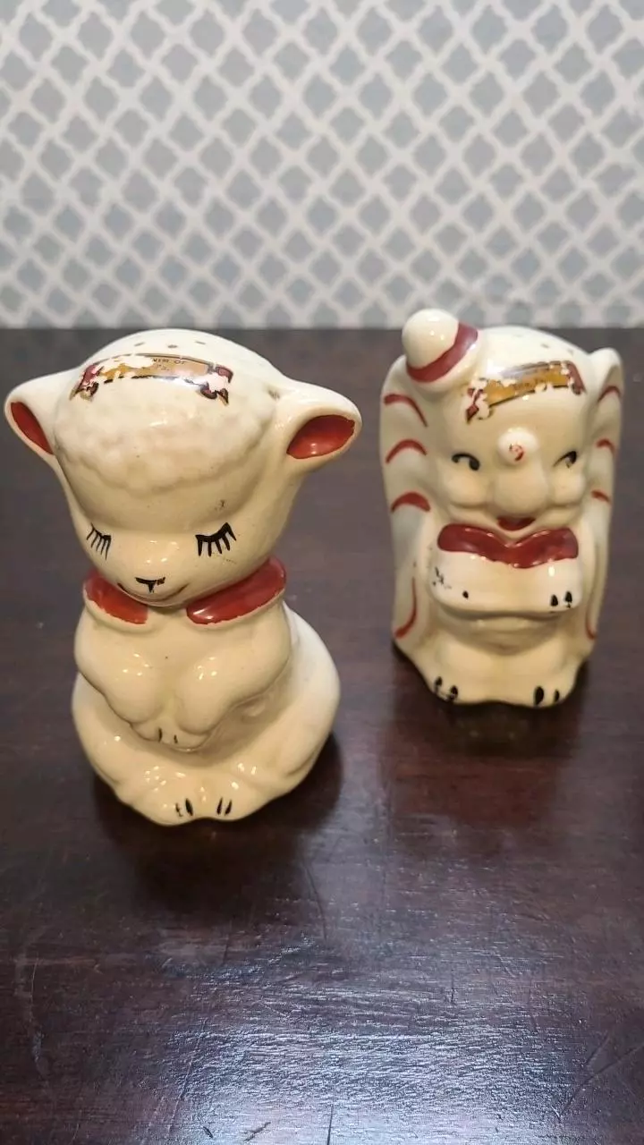 plant/Vintage Lamb And Elephant 4.5" Salt & Pepper Shakers-0