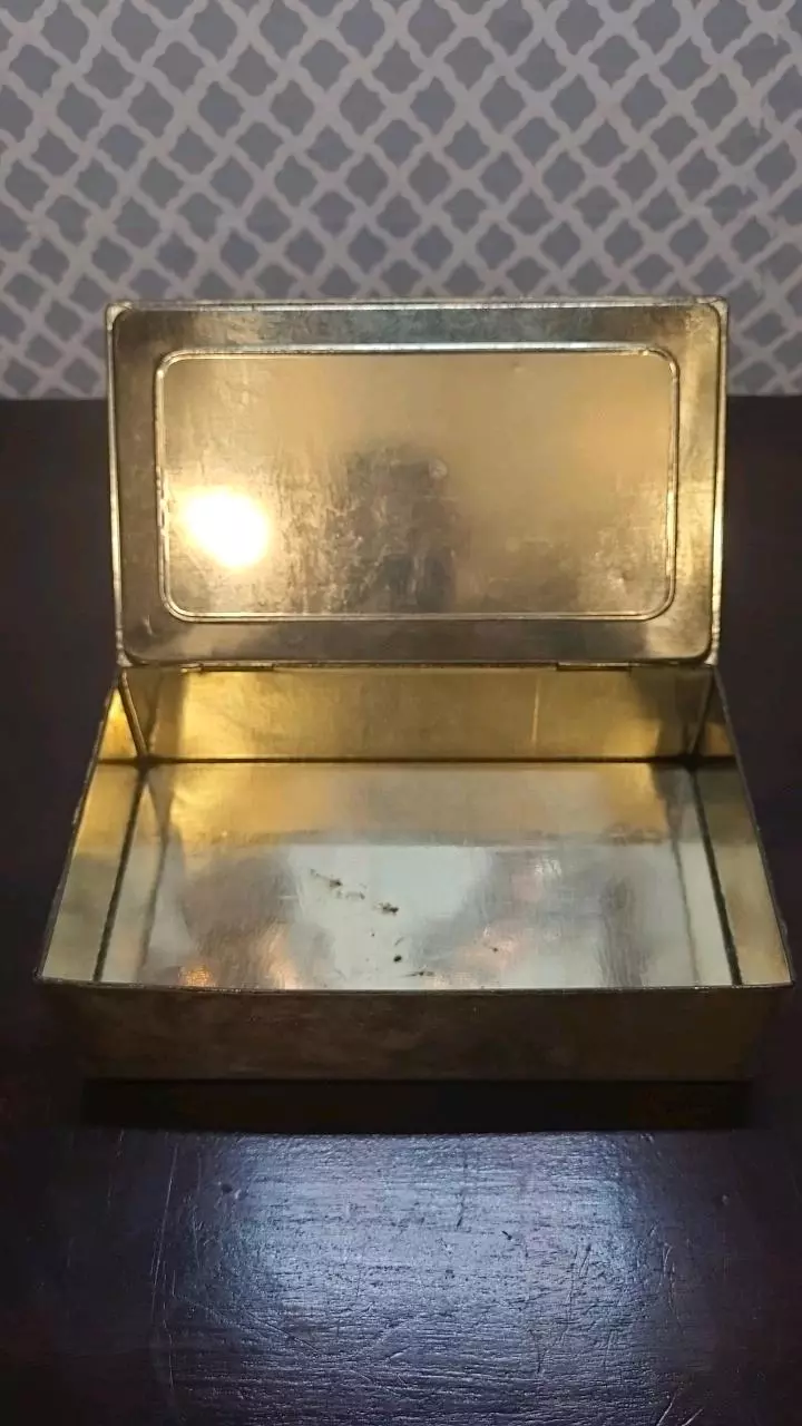 plant/Vintage Schrafft's Embossed Metal Hinged Candy Tin Box Floral Design-NY- -Boston-1