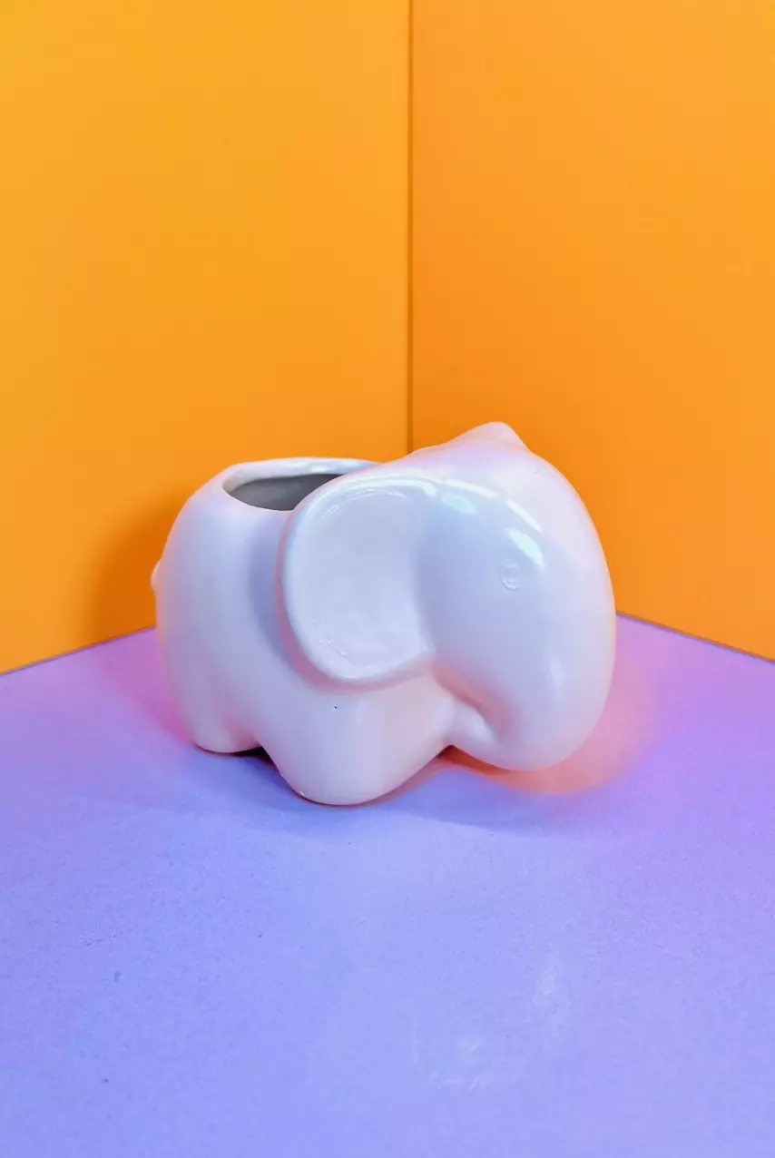 plant/Mini Ceramic Elephant Cache Pot | Fuzzy Peach-0