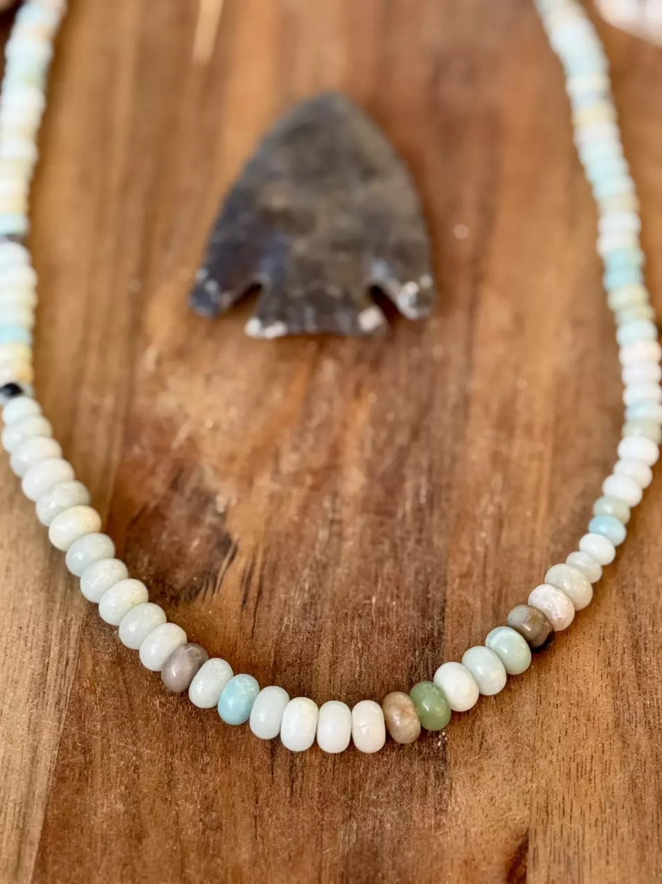 plant/amazonite necklace graduated rondelle 21”-1